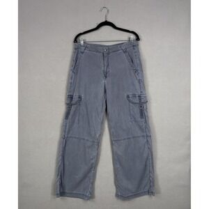 American Eagle Pants Womens 10 Gray Baggy Cargo Skater Stretch Twill Grunge Y2K